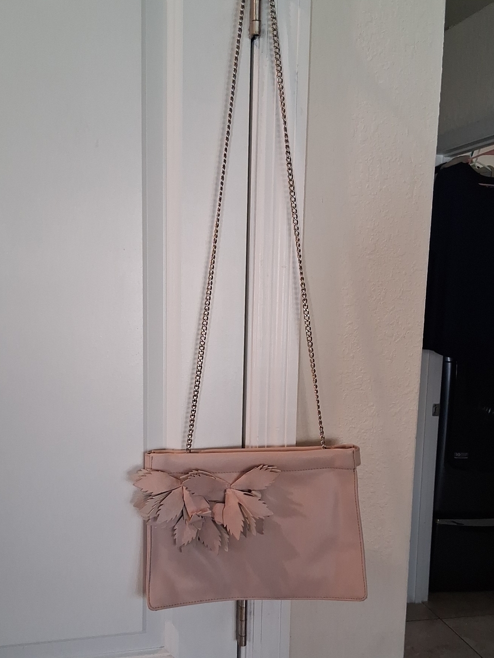 Sam Edelman Blush Pink Crossbody Bag with Leaf Appliqué